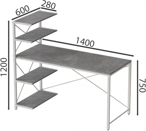 Комп'ютерний стіл Ferrum-decor Джек 75x140x70 Білий ДСП Бетон (FRD-105320)