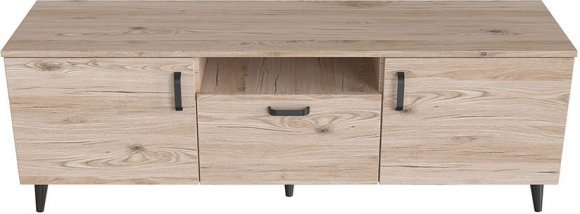 Тумба Лестер на конусних ніжках Ferrum-decor 48x139x38 Чорний метал ДСП Дуб Сан-Марино 16 мм (FRD-106806)