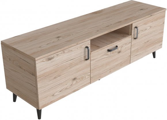 Тумба Лестер на конусних ніжках Ferrum-decor 48x139x38 Чорний метал ДСП Дуб Сан-Марино 16 мм (FRD-106806)
