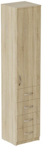 Пенал Анжело Ferrum-decor на 3 полиці з дверима та 4 ящиками 1900x400x380 ДСП Дуб Сонома 16 мм (FRD-104933)