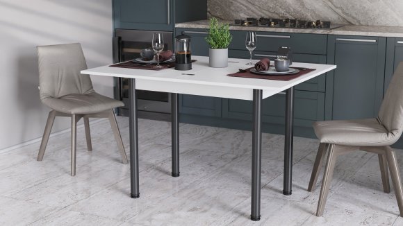 Розкладний обідній стіл-формер Берта Ferrum-decor 750x1200x900 Чорний метал ДСП Біле 16 мм (FRD-105171)