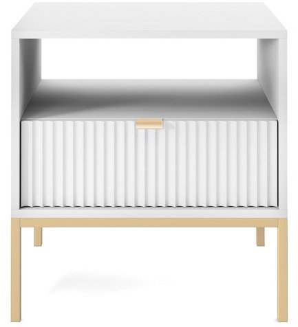 Тумба приліжкова Perfect Home Нова / Nova з 1 шухлядою і золотими ніжками S54 Білий (PFH-091261) Тумба приліжкова Perfect Home Нова / Nova з 1 шухлядою і золотими ніжками S54 Білий (PFH-091261)