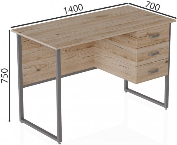 Комп'ютерний стіл Ferrum-decor Гаррі 75x140x70 сірий ДСП Дуб Сан-Марино 32мм (FRD-101489)