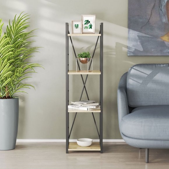 Етажерка 4/34 Ferrum-decor Серії Конект 120x34x28 чорний ДСП Дуб Сонома 16мм (FRD-104274)
