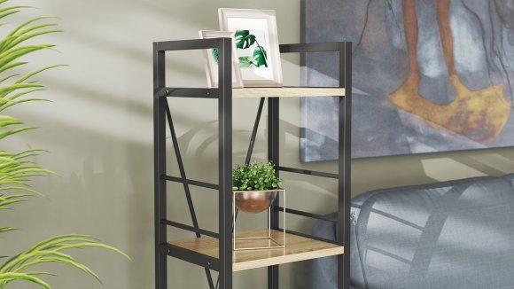 Етажерка 4/34 Ferrum-decor Серії Конект 120x34x28 чорний ДСП Дуб Сонома 16мм (FRD-104274)