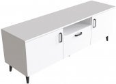 Тумба Лестер на конусних ніжках Ferrum-decor 48x139x38 Чорний метал ДСП Білий 16 мм (FRD-106807)