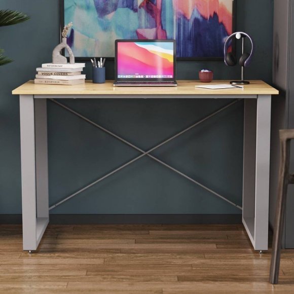 Письмовий стіл Ferrum-decor Драйв 750x1200x700 Сірий метал ДСП Дуб Артизан 16 мм (FRD-103183)