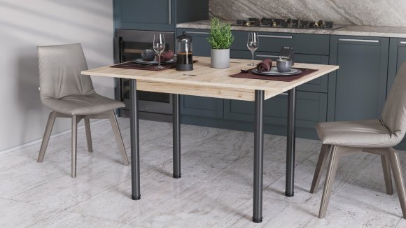 Обідній стіл-формер розкладний Берта Ferrum-decor 750x1200x900 Чорний метал ДСП Дуб Сан-Марино 16 мм (FRD-105172)