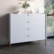 Комод із 4 шухлядами LION Wood із золотими ніжками 100х90х45 см Німфея Альба (білий) (LION-042969) ТОП Комод із 4 шухлядами LION Wood із золотими ніжками 100х90х45 см Німфея Альба (білий) (LION-042969) ТОП