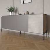 Комод у вітальню на чорних металевих ніжках LION Грей 204x38x76,5 см Антрацит/Кашемір (LION-042621)