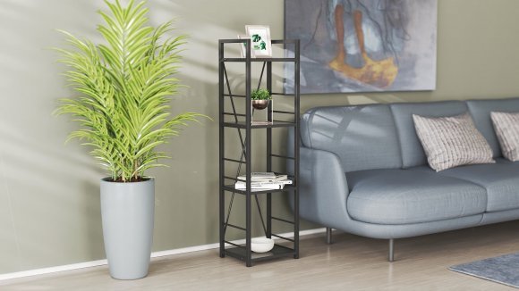 Етажерка 4/34 Ferrum-decor Серії Конект 120x34x28 чорний ДСП Сосна Кембра 16мм (FRD-104276)
