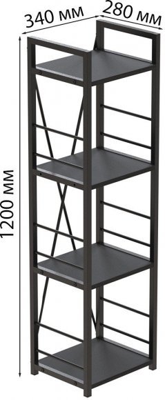 Етажерка 4/34 Ferrum-decor Серії Конект 120x34x28 чорний ДСП Сосна Кембра 16мм (FRD-104276)