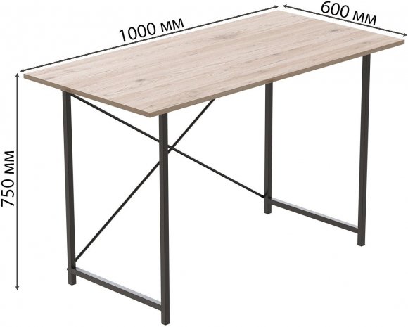 Стіл письмовий Line Лайт Ferrum-decor 750x1000x600 Чорний метал ДСП Дуб Сан-Марино 16 мм (FRD-104844)