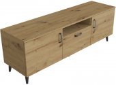 Тумба Лестер на конусних ніжках Ferrum-decor 48x139x38 Чорний метал ДСП Дуб Артизан 16 мм (FRD-106808)