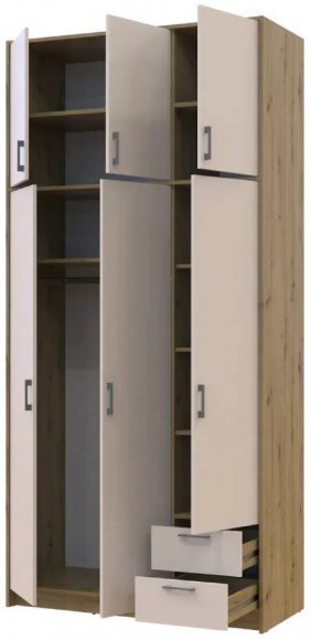 Антресоль висока Doros Ронді Дуб Артизан/Кашемір 3 ДСП 121х52х65 (DRS-011909)