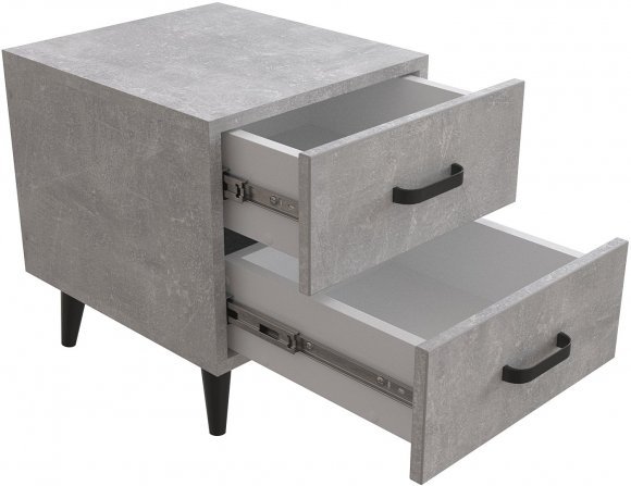 Тумба Віва 2 на конусних ніжках Ferrum-decor 41x35x40 Чорний метал ДСП Бетон 16 мм (FRD-106809)