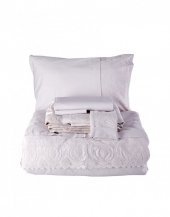Набір постіль з покривалом піке Carla pudra пудра євро 200х220 см Набір постіль з покривалом піке Carla pudra пудра євро 200х220 см
