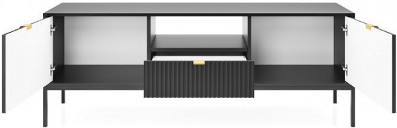 Тумба під телевізор Perfect Home Нова / Nova 2-дверна з 1 шухлядою і чорними ніжками RTV154 Чорний (PFH-091219)