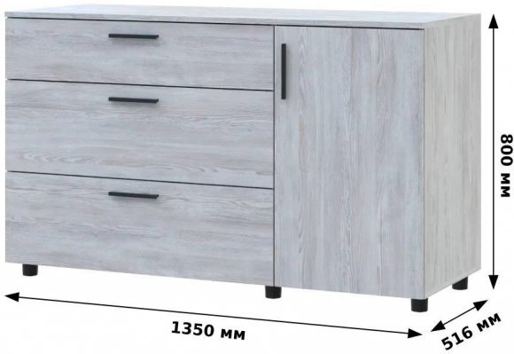 Комод Doros Торн Антрацит 3Ш/1Д 135х51.6х80 (DRS-012103)