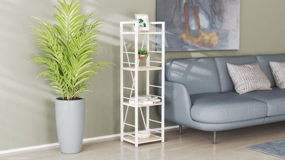 Етажерка 4/34 Ferrum-decor Серії Конект 120x34x28 білий ДСП Дуб Сан-Марино 16мм (FRD-104278)