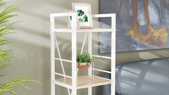 Етажерка 4/34 Ferrum-decor Серії Конект 120x34x28 білий ДСП Дуб Сан-Марино 16мм (FRD-104278)