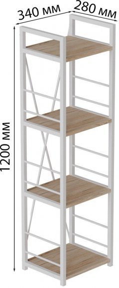 Етажерка 4/34 Ferrum-decor Серії Конект 120x34x28 білий ДСП Дуб Сан-Марино 16мм (FRD-104278)