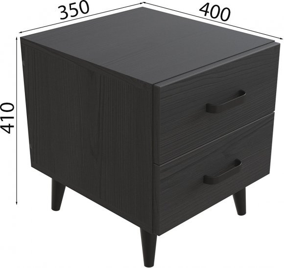 Тумба Віва 2 на конусних ніжках Ferrum-decor 41x35x40 Чорний метал ДСП Сосна Кембра 16 мм (FRD-106810)