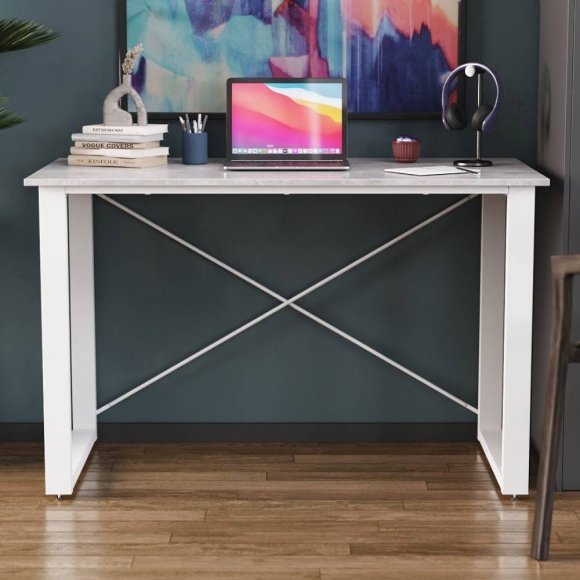 Письмовий стіл Ferrum-decor Драйв 750x1400x700 Білий метал ДСП Бетон 32 мм (FRD-103421) Письмовий стіл Ferrum-decor Драйв 750x1400x700 Білий метал ДСП Бетон 32 мм (FRD-103421)