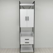 Шафа Гардероб Уні секція 5 серії Конект Ferrum-decor 220x60x50см Чорний метал ДСП Білий 32 мм (FRD-104511)
