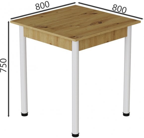 Стіл кухонний Ferrum-decor Агата 75x80x80 Білий ДСП Дуб Артизан 16мм (FRD-105675)