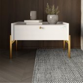 Тумба приліжкова LION Wood з однією шухлядою Німфея Альба (білий) (золоті ножки) (LION-041326) Тумба приліжкова LION Wood з однією шухлядою Німфея Альба (білий) (золоті ножки) (LION-041326)
