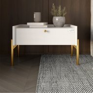 Тумба приліжкова LION Wood з однією шухлядою Німфея Альба (білий) (золоті ножки) (LION-041326) Тумба приліжкова LION Wood з однією шухлядою Німфея Альба (білий) (золоті ножки) (LION-041326)