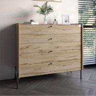 Комод із 4 шухлядами LION Wood із чорними ніжками 100х90х45 см Дуб Аппалачі (LION-042977) Комод із 4 шухлядами LION Wood із чорними ніжками 100х90х45 см Дуб Аппалачі (LION-042977)