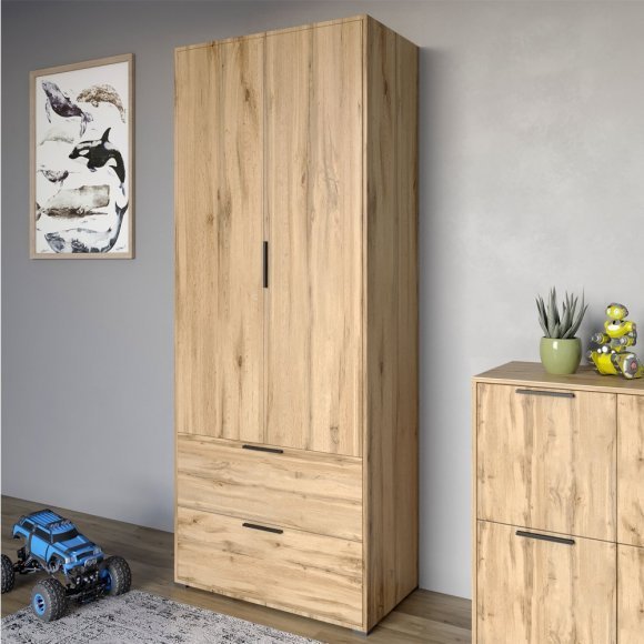Шафа розпашна дводверна LION Краш з 2 шухлядами Дуб аппалачі (LION-044015) Шафа розпашна дводверна LION Краш з 2 шухлядами Дуб аппалачі (LION-044015)