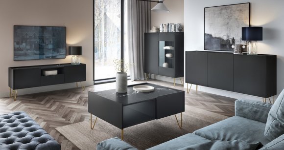 Вітрина Perfect Home Гармоні / Harmony 2-дверна з золотими ніжками WT97 Чорний/чорний мармур роял (PFH-091186) Вітрина Perfect Home Гармоні / Harmony 2-дверна з золотими ніжками WT97 Чорний/чорний мармур роял (PFH-091186)