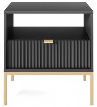 Тумба приліжкова Perfect Home Нова / Nova з 1 шухлядою і золотими ніжками S54 Чорний (PFH-091254) Тумба приліжкова Perfect Home Нова / Nova з 1 шухлядою і золотими ніжками S54 Чорний (PFH-091254)