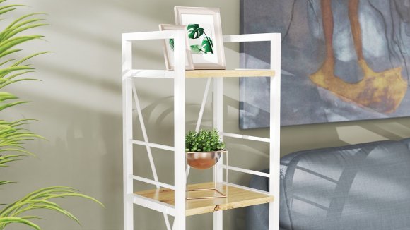 Етажерка 4/34 Ferrum-decor Серії Конект 120x34x28 білий ДСП Дуб Артизан 16мм (FRD-104279)