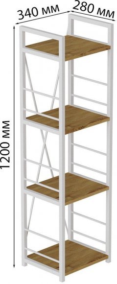 Етажерка 4/34 Ferrum-decor Серії Конект 120x34x28 білий ДСП Дуб Артизан 16мм (FRD-104279)
