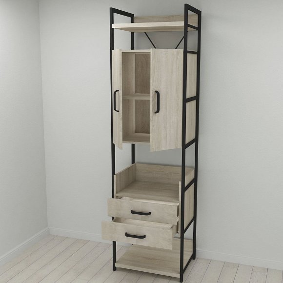 Шафа Гардероб Уні секція 5 серії Конект Ferrum-decor 220x60x50см Чорний метал ДСП Дуб Сонома 32 мм (FRD-104513) Шафа Гардероб Уні секція 5 серії Конект Ferrum-decor 220x60x50см Чорний метал ДСП Дуб Сонома 32 мм (FRD-104513)