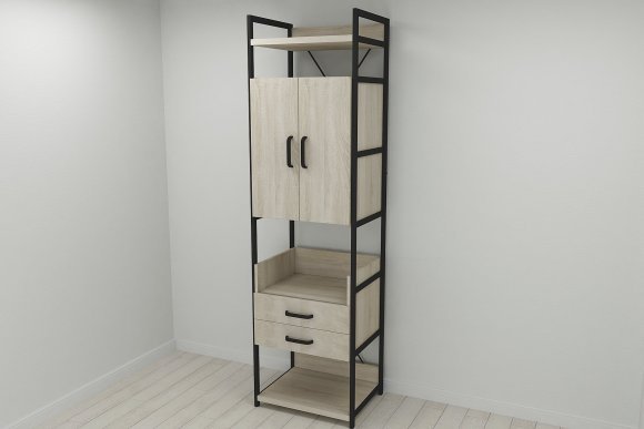 Шафа Гардероб Уні секція 5 серії Конект Ferrum-decor 220x60x50см Чорний метал ДСП Дуб Сонома 32 мм (FRD-104513) Шафа Гардероб Уні секція 5 серії Конект Ferrum-decor 220x60x50см Чорний метал ДСП Дуб Сонома 32 мм (FRD-104513)