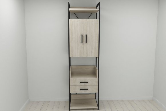 Шафа Гардероб Уні секція 5 серії Конект Ferrum-decor 220x60x50см Чорний метал ДСП Дуб Сонома 32 мм (FRD-104513) Шафа Гардероб Уні секція 5 серії Конект Ferrum-decor 220x60x50см Чорний метал ДСП Дуб Сонома 32 мм (FRD-104513)