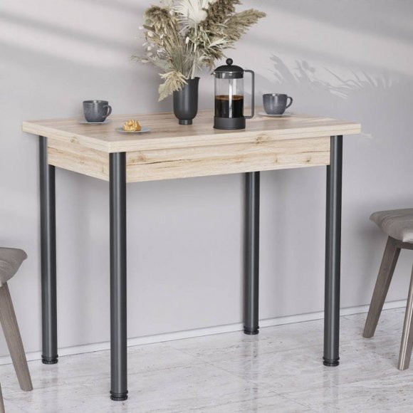 Обідній стіл-формер розкладний Берта Ferrum-decor 750x1400x900 Чорний метал ДСП Дуб Сан-Марино 16 мм (FRD-105179)