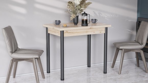 Обідній стіл-формер розкладний Берта Ferrum-decor 750x1400x900 Чорний метал ДСП Дуб Сан-Марино 16 мм (FRD-105179)