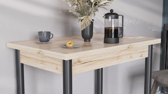 Обідній стіл-формер розкладний Берта Ferrum-decor 750x1400x900 Чорний метал ДСП Дуб Сан-Марино 16 мм (FRD-105179)