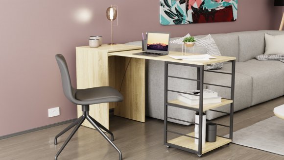 Стіл-тумба трансформер Смарт 2/2 Ferrum-decor 750x1450x600 Чорний метал ДСП Дуб Сонома 16 мм (FRD-105105) Стіл-тумба трансформер Смарт 2/2 Ferrum-decor 750x1450x600 Чорний метал ДСП Дуб Сонома 16 мм (FRD-105105)
