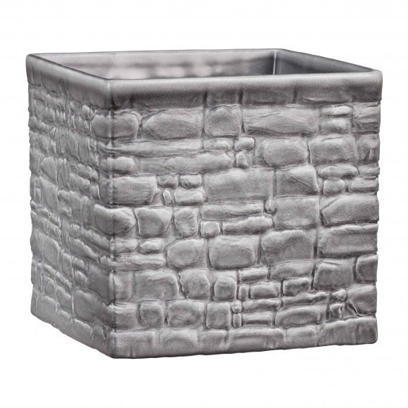 Кашпо для квітів Stone Look кераміка 13" бетонний куб 63419