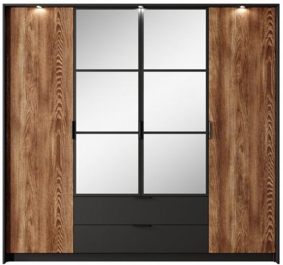 Шафа для одягу Perfect Home Мілтон / Milton 4-дверна з дзеркалом 4D2S/220 Каштан/антрацит (PFH-091085) Шафа для одягу Perfect Home Мілтон / Milton 4-дверна з дзеркалом 4D2S/220 Каштан/антрацит (PFH-091085)