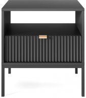 Тумба приліжкова Perfect Home Нова / Nova з 1 шухлядою і чорними ніжками S54 Чорний (PFH-091251) Тумба приліжкова Perfect Home Нова / Nova з 1 шухлядою і чорними ніжками S54 Чорний (PFH-091251)