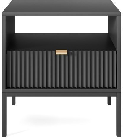 Тумба приліжкова Perfect Home Нова / Nova з 1 шухлядою і чорними ніжками S54 Чорний (PFH-091251) Тумба приліжкова Perfect Home Нова / Nova з 1 шухлядою і чорними ніжками S54 Чорний (PFH-091251)