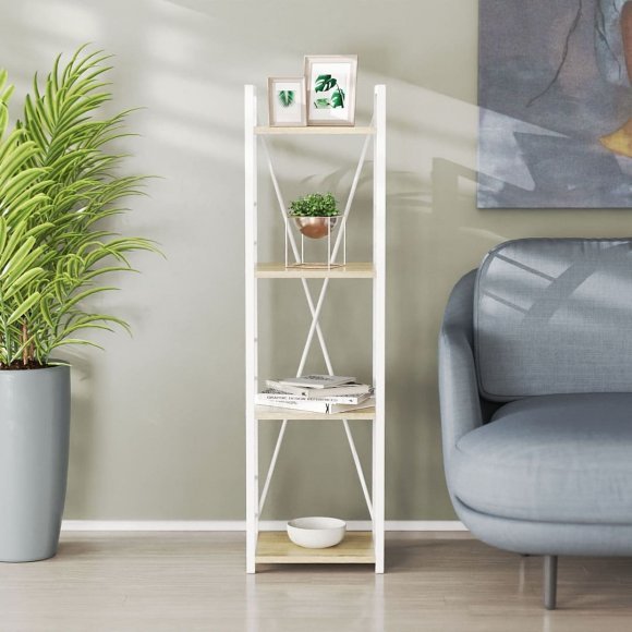 Етажерка 4/34 Ferrum-decor Серії Конект 120x34x28 білий ДСП Дуб Сонома 16мм (FRD-104280) Етажерка 4/34 Ferrum-decor Серії Конект 120x34x28 білий ДСП Дуб Сонома 16мм (FRD-104280)